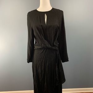 🖤 H&M Black Leopard Print Wrap Dress Size 8